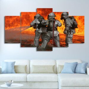 Fireman Firefighting 01 - Career 5 Panel Canvas Art Wall Decor