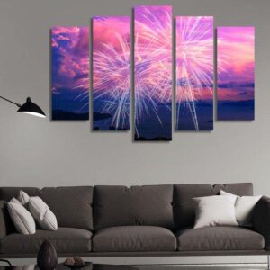 Firework Display - Nature 5 Panel Canvas Art Wall Decor