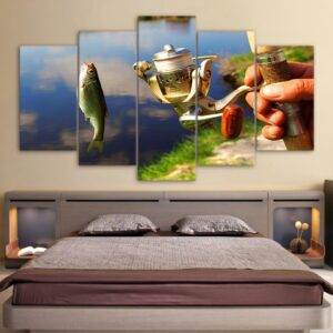 Fish Pond - Fishing 5 Panel Canvas Art Wall Decor