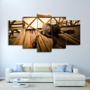 Fishing Rod Vintage - Fishing 5 Panel Canvas Art Wall Decor
