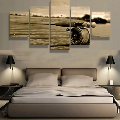 Fishing Rod - Fishing 5 Panel Canvas Art Wall Decor Fishing Rod - Fishing 5 Panel Canvas Art Wall Decor