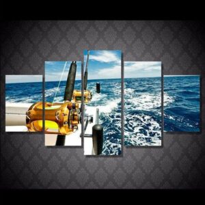 Fishing Time Ocean - Fishing 5 Panel Canvas Art Wall Decor