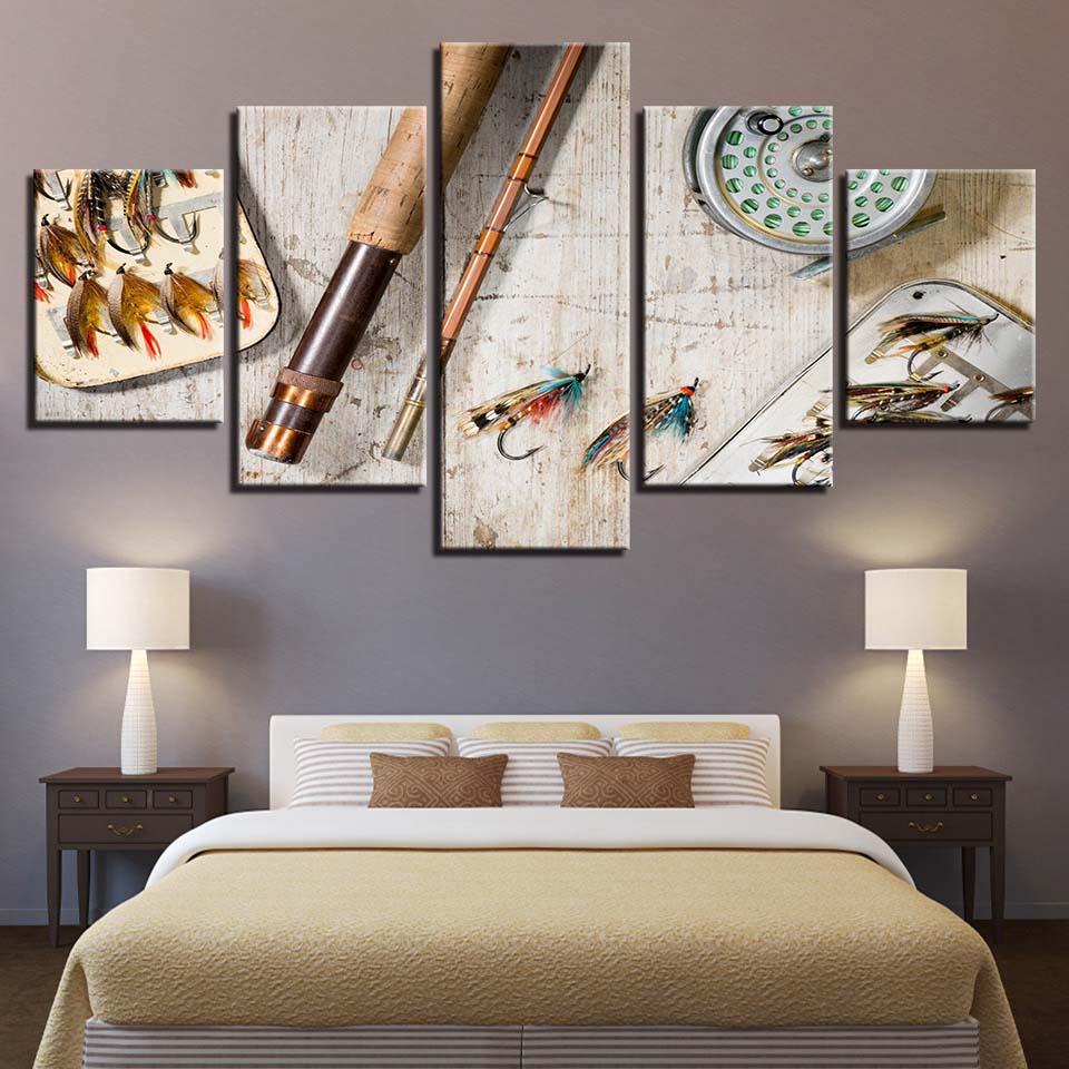 Fishing Tools - Fishing 5 Panel Canvas Art Wall Decor Fishing Tools - Fishing 5 Panel Canvas Art Wall Decor