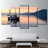 Fishing Trawler Boat At Sunset - Nature 5 Panel Canvas Art Wall Decor