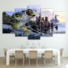 Fishing Wildlife Nature Lake - Fishing 5 Panel Canvas Art Wall Decor