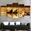 Fishing With The Dog - Animal 5 Panel Canvas Art Wall Decor