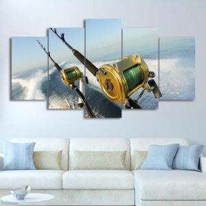Fishing on the Sea 02 - Fishing 5 Panel Canvas Art Wall Decor