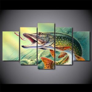 Fishing - Abstract 5 Panel Canvas Art Wall Decor