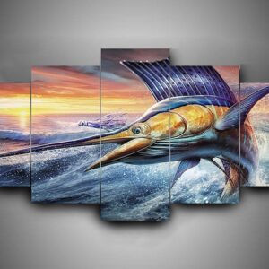 Fishing - Fishing 5 Panel Canvas Art Wall Decor