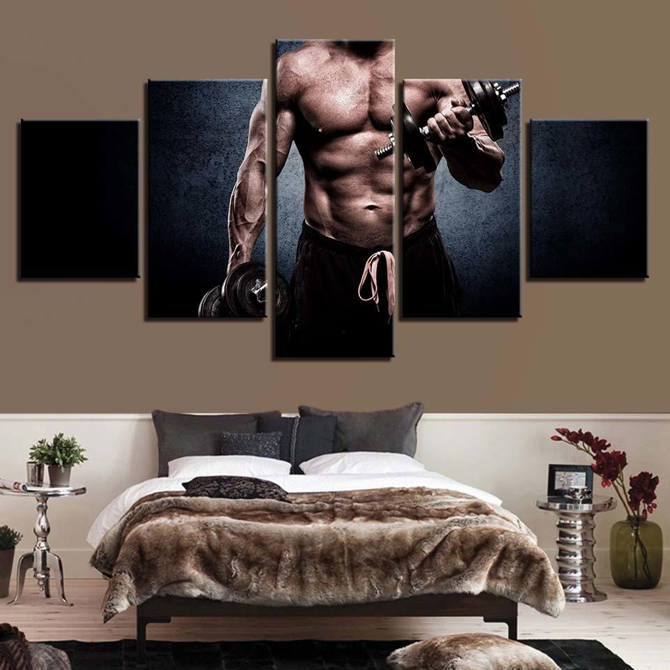 Fitness Man For Gym - Sport 5 Panel Canvas Art Wall Decor Fitness Man For Gym - Sport 5 Panel Canvas Art Wall Decor