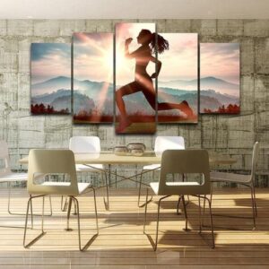 Fitness Run Sunshine - Sport 5 Panel Canvas Art Wall Decor