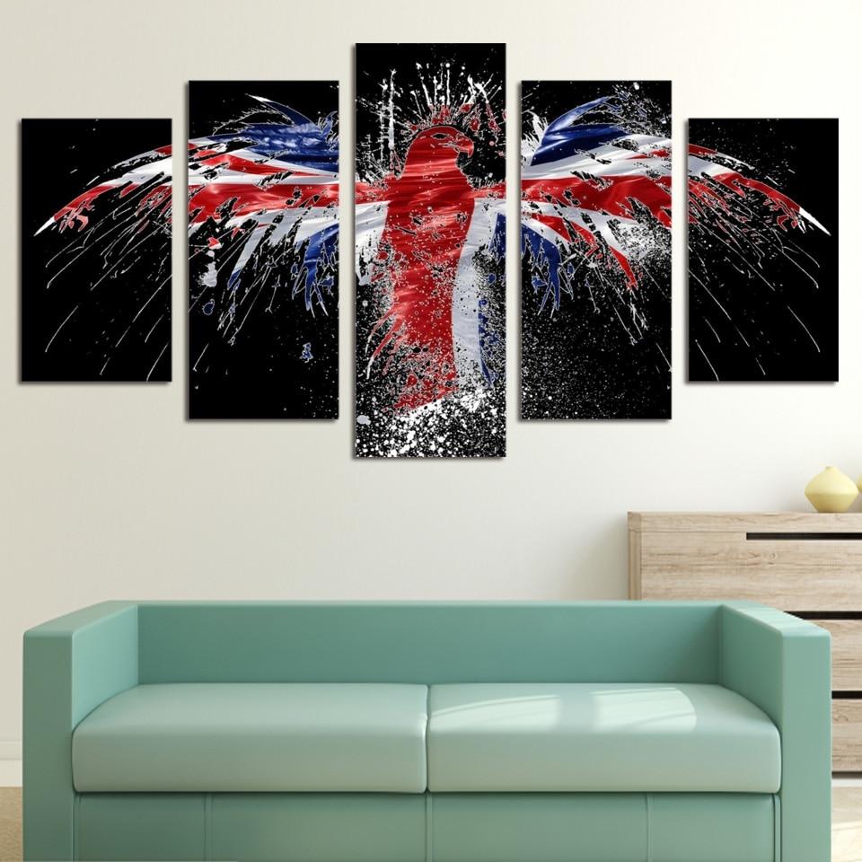 Flag Bird Logo - Abstract 5 Panel Canvas Art Wall Decor Flag Bird Logo - Abstract 5 Panel Canvas Art Wall Decor