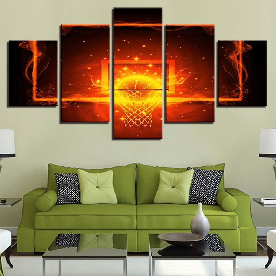 Flame Basketball 1 - Sport 5 Panel Canvas Art Wall Decor Flame Basketball 1 - Sport 5 Panel Canvas Art Wall Decor