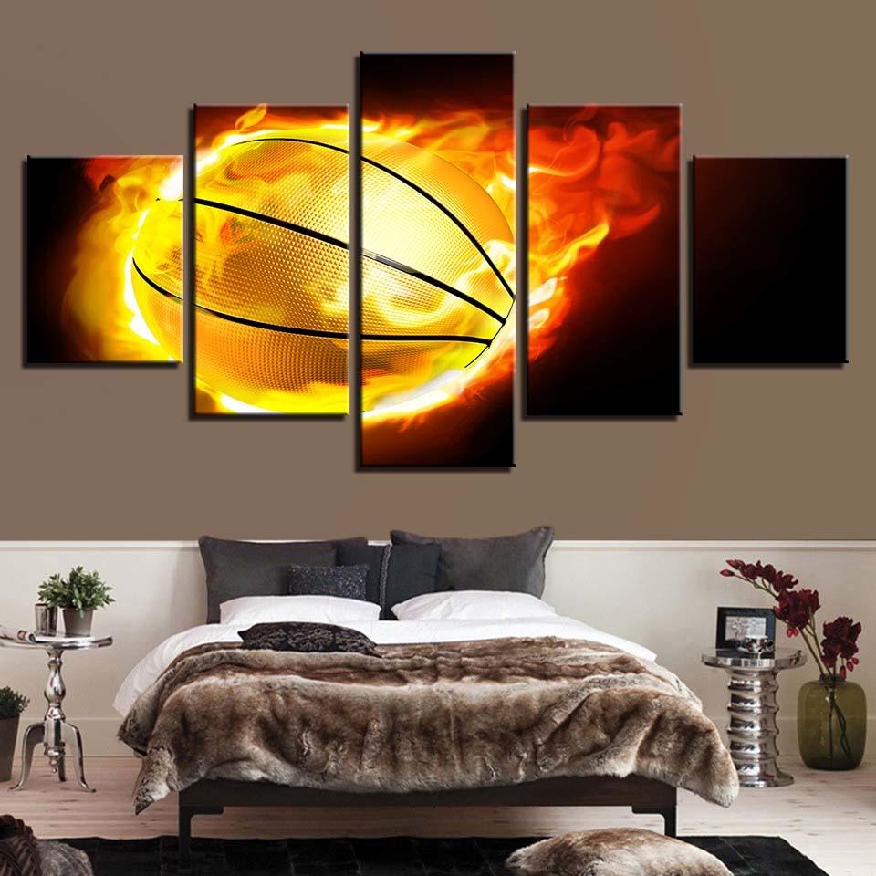 Flame Basketball 2 - Sport 5 Panel Canvas Art Wall Decor Flame Basketball 2 - Sport 5 Panel Canvas Art Wall Decor
