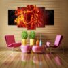 Flame Couple - Anstract 5 Panel Canvas Art Wall Decor