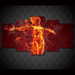 Flame Girl - Abstract 5 Panel Canvas Art Wall Decor