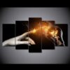 Flame Shock Light Bulb 01 - Abstract 5 Panel Canvas Art Wall Decor