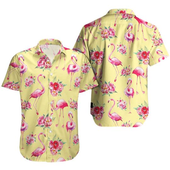 Flamingo Hawaiian Shirt Summer Button Up Flamingo Hawaiian Shirt Summer Button Up