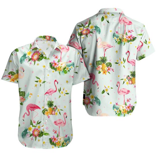 Flamingo Hawaiian Shirt Summer Button Up Flamingo Hawaiian Shirt Summer Button Up