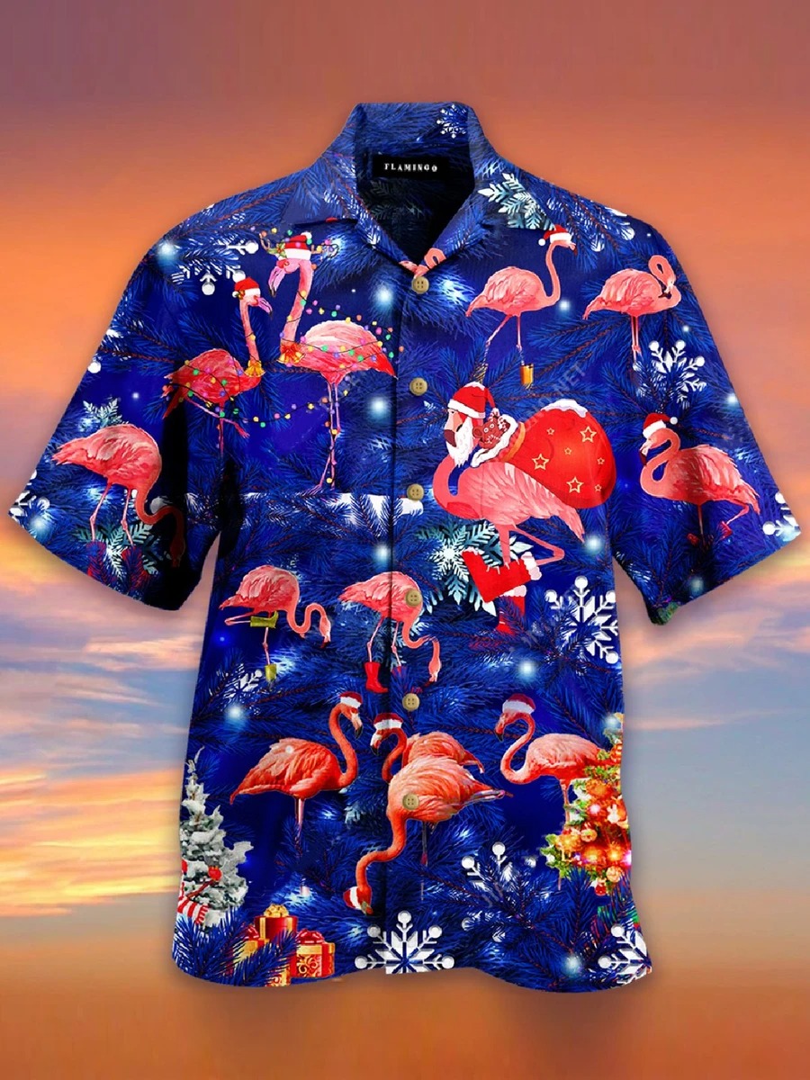 Flamingo Santa Clause Hawaiian Shirt Flamingo Santa Clause Hawaiian Shirt