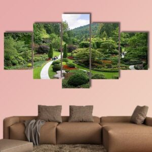 Floral Display In Butchart Gardens - Nature 5 Panel Canvas Art Wall Decor