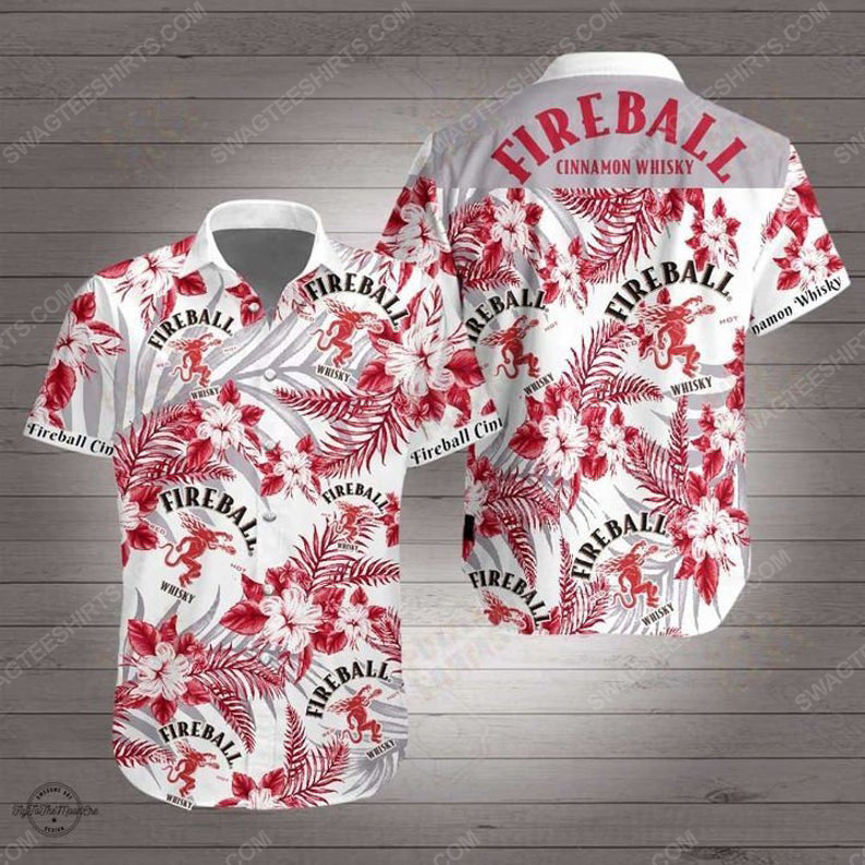Floral Fireball Cinnamon Whisky Party Tropical Hawaiian Shirt Floral Fireball Cinnamon Whisky Party Tropical Hawaiian Shirt