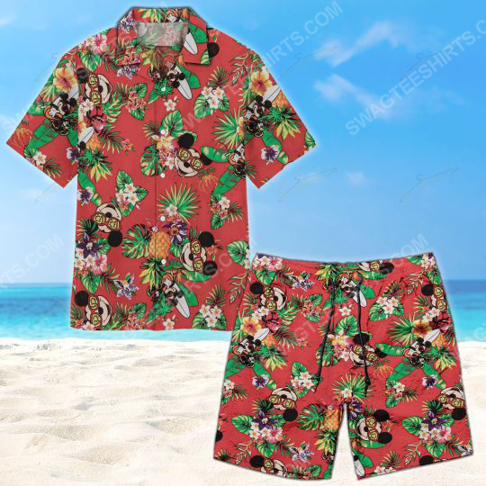Floral Mickey Mouse With Glasses Summer Vacation Hawaiian Shirt Floral Mickey Mouse With Glasses Summer Vacation Hawaiian Shirt