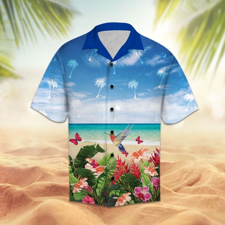 Floral Summer With Hummingbird And Butterfly Hawaiian Shirt Summer Button Up Floral Summer With Hummingbird And Butterfly Hawaiian Shirt Summer Button Up