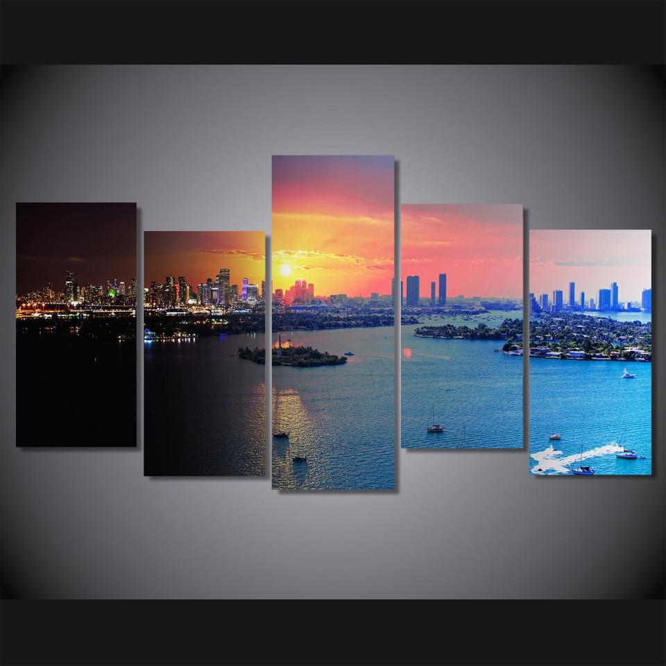 Florida Miami - Nature 5 Panel Canvas Art Wall Decor Florida Miami - Nature 5 Panel Canvas Art Wall Decor
