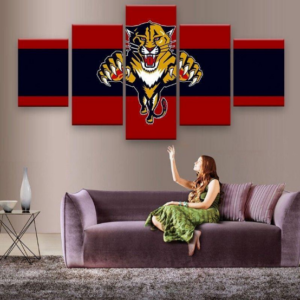 Florida Panthers Logo Hockey - Sport 5 Panel Canvas Art Wall Decor