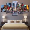 Flourishing Times Square New York City Streets - Nature 5 Panel Canvas Art Wall Decor