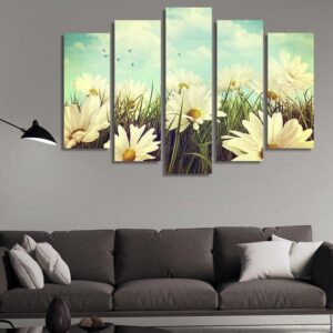 Flower Field - Nature 5 Panel Canvas Art Wall Decor