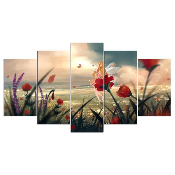 Flower On Beach Ocean Sea Water - Nature 5 Panel Canvas Art Wall Decor Flower On Beach Ocean Sea Water - Nature 5 Panel Canvas Art Wall Decor