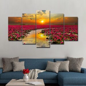 Flower Sea 01 - Nature 5 Panel Canvas Art Wall Decor