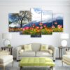 Flower sky tree - Nature 5 Panel Canvas Art Wall Decor