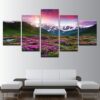 Flowers Snow Mountains And Plains Landscape - Nature 5 Panel Canvas Art Wall Decor