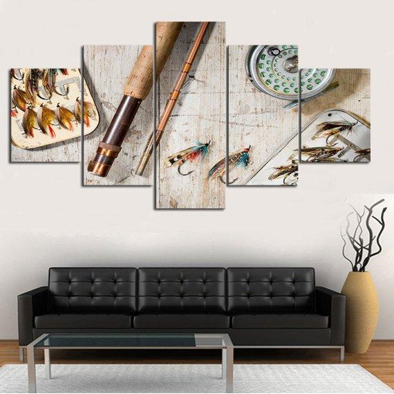 Fly Fishing 02 - Fishing 5 Panel Canvas Art Wall Decor Fly Fishing 02 - Fishing 5 Panel Canvas Art Wall Decor