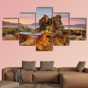 Fly Gyser In Nevada - Nature 5 Panel Canvas Art Wall Decor