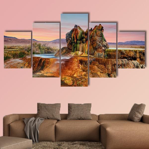 Fly Gyser In Nevada - Nature 5 Panel Canvas Art Wall Decor Fly Gyser In Nevada - Nature 5 Panel Canvas Art Wall Decor