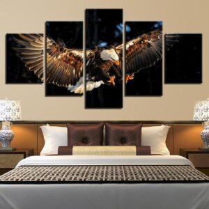 Flying Eagle - Animal 5 Panel Canvas Art Wall Decor