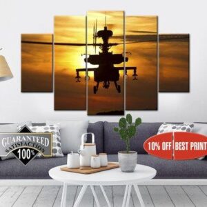 Flying Helicopter - Airplane 5 Panel Canvas Art Wall Decor
