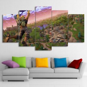 Fn Battle Royale Playground - Gaming 5 Panel Canvas Art Wall Decor
