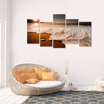 Foamy Beach - Ocean 5 Panel Canvas Art Wall Decor Foamy Beach - Ocean 5 Panel Canvas Art Wall Decor