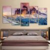 Fog Austria Dolomites Mountain At Sunset 01 - Nature 5 Panel Canvas Art Wall Decor