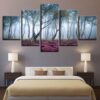 Foggy Forest Landscape - Nature 5 Panel Canvas Art Wall Decor
