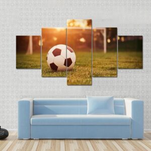 Football In The Sunset - Sport 5 Panel Canvas Art Wall Decor