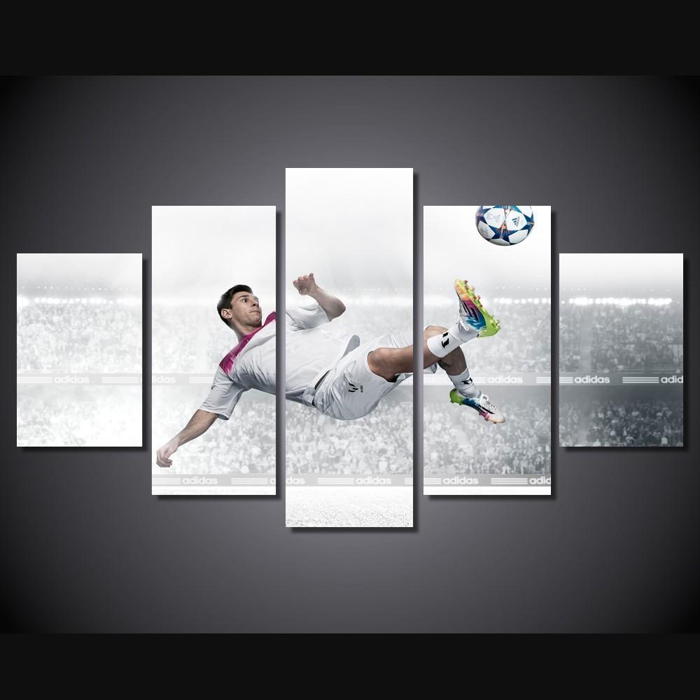Football: Lionel Messi Sport - 5 Panel Canvas Art Wall Decor Football: Lionel Messi Sport - 5 Panel Canvas Art Wall Decor