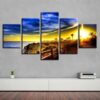 Footpath And Tree Sunset Sunshine - Nature 5 Panel Canvas Art Wall Decor