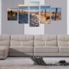 Footprints In The Sand Seaview Scenery - Nature 5 Panel Canvas Art Wall Decor