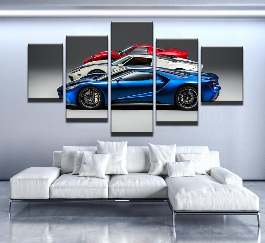 Ford Gt - Automative 5 Panel Canvas Art Wall Decor Ford Gt - Automative 5 Panel Canvas Art Wall Decor